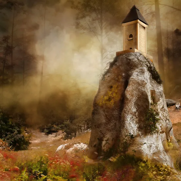 Башня на скале — стоковое фото