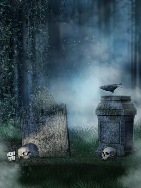 Headstones with skulls — Stock Photo, Image