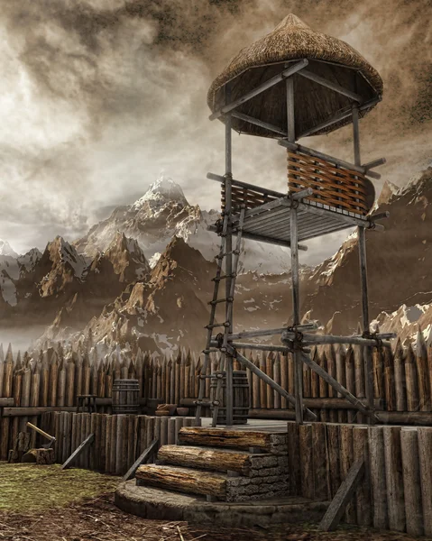 Watchtower in an old settlement — Stock Photo, Image