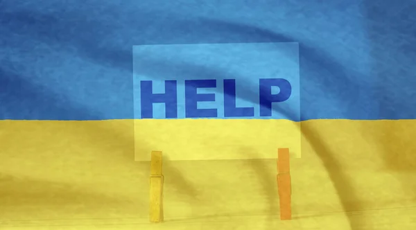 Aide Humanitaire Faveur Ukraine Drapeau Ukraine Inscription Aident Monde Entier — Photo