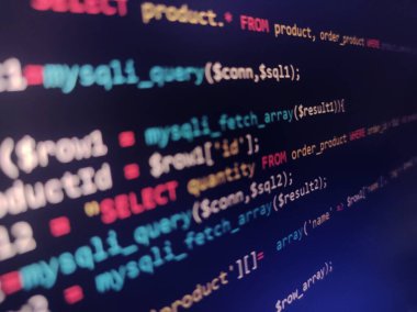 Soyut ekran kod arka planı. Teknoloji geliştirme konsepti dokusu. PHP uygulama dili