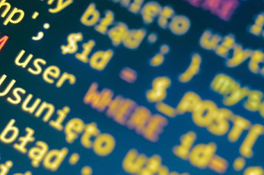 Yazılım geliştirme modeli. php dili kodlu bir programcı monitörü. Kapatma tablet ekran teknolojisi. 