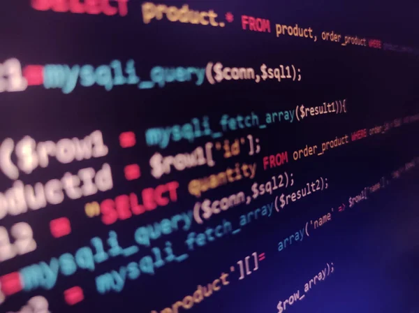 Obrazovka Kódu Zdroje Programování Php Abstraktní Technické Zázemí Kybernetický Útok — Stock fotografie