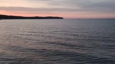 Sea sunset background. Natural cloud over sea. Horizon view scene. Relaxation