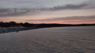 Sea sunset background. Natural cloud over sea. Horizon view scene. Relaxation