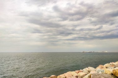 Horizon over the sea. Ocean background. Calm sea