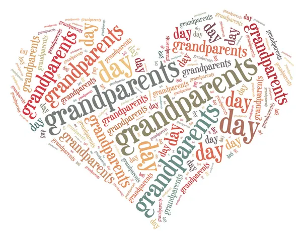 Tag or word cloud grandparents day related in shape of heart — Stock Photo, Image