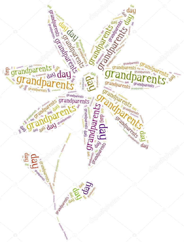 Tag or word cloud grandparents day related in shape of flower