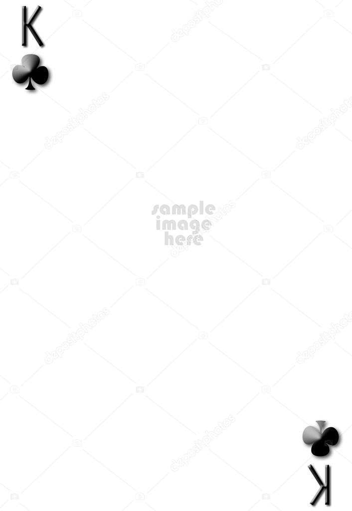 King of clubs blank gambling card with empty space for photo