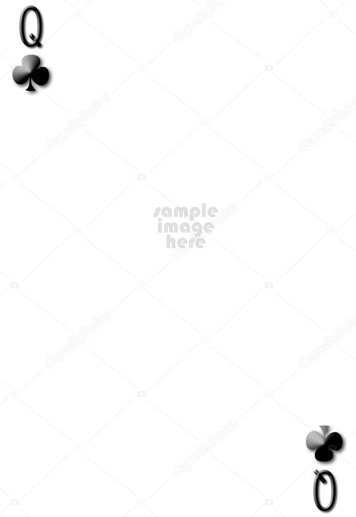 Queen of clubs blank gambling card with empty space for photo
