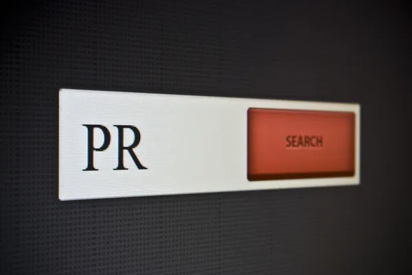 Internet search bar with phrase PR — Stock Photo, Image