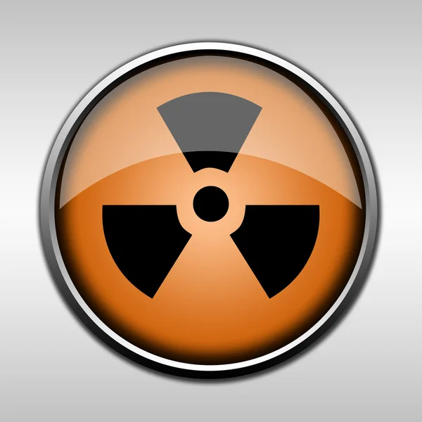 Oranje glossy radioactieve knop — Stockfoto