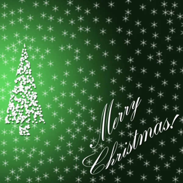 Abstrakte Weihnachtsgrußkarte mit Baum und Schneeflocken — Stockfoto
