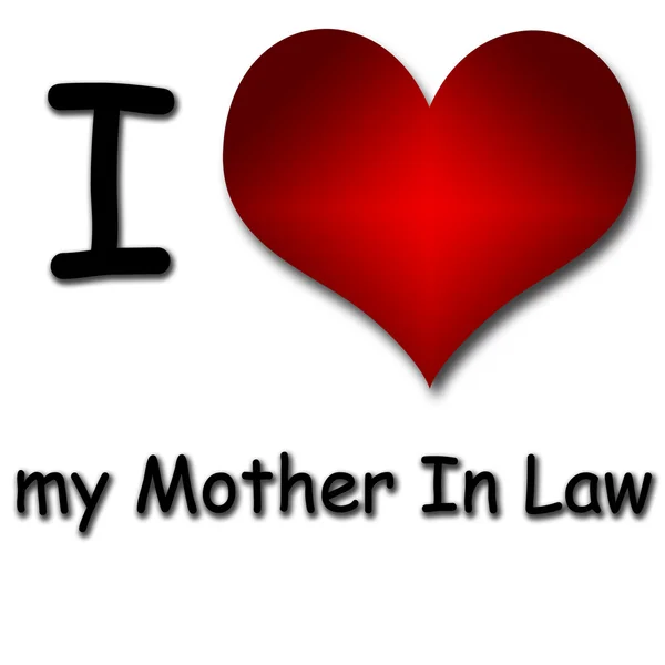 Jag älskar mamma i lag. roliga begreppet hjärta och inskriptionen — Stockfoto