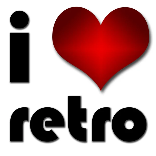 Kocham retro. śmieszne koncepcja serca i napis lub tekst — Zdjęcie stockowe