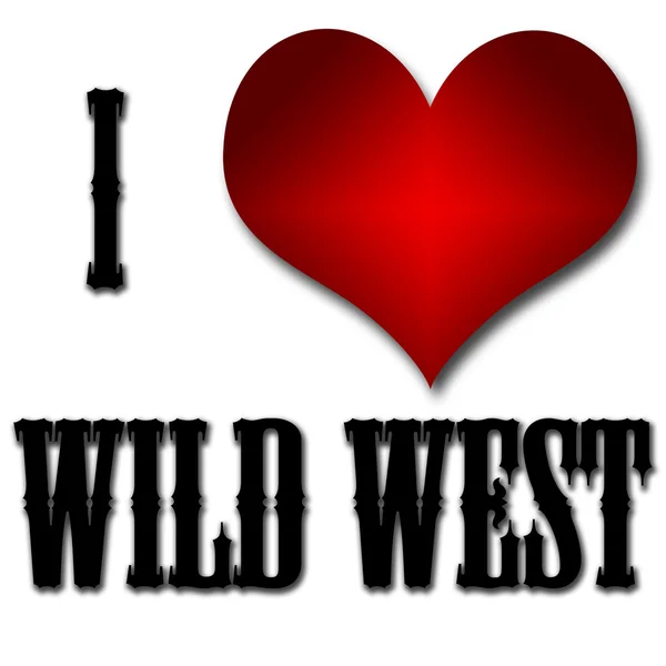 Vahşi Batı seviyorum. kalp ve yazıt veya metin komik kavramı — Stok fotoğraf