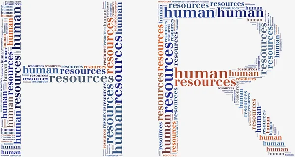 Tag o word cloud recursos humanos relacionados en forma de recursos humanos — Foto de Stock