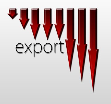 Chart illustrating export trade drop, macroeconomic concept clipart