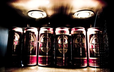Tychy, Polonya - Ocak 2010 yaklaşık: tychy, müzede bira silesia. eski pint bira içmek için kullanılan.