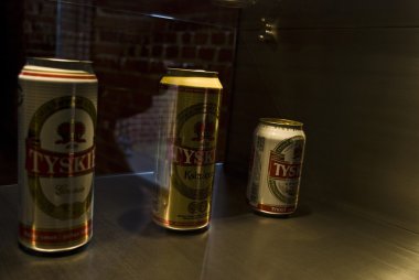 Tychy, Polonya - Ocak 2010 yaklaşık: tychy, müzede bira silesia. eski pint bira içmek için kullanılan.