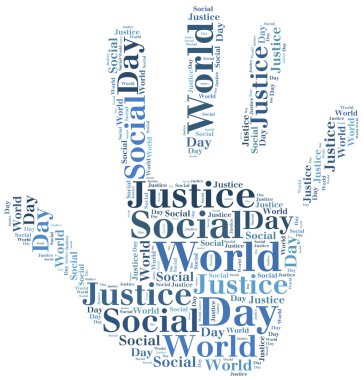 etiket veya word bulut Dünya günü sosyal adalet ile ilgili