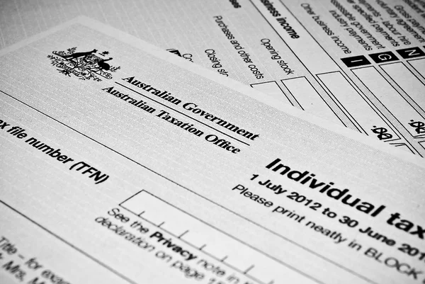 澳大利亚的个别人士报税表窗体 — 图库照片