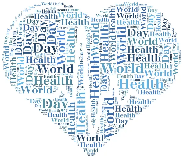 Nube de palabras Día Mundial de la Salud relacionado en forma de corazón — Foto de Stock