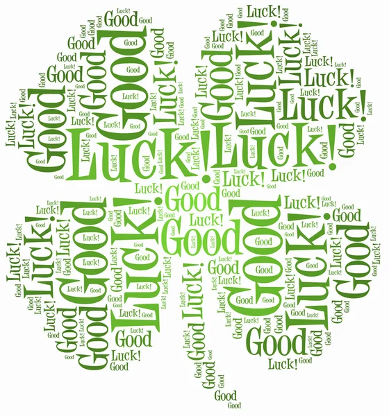 Tag or word cloud luck related in shape of four leaf clover — Stock Photo, Image