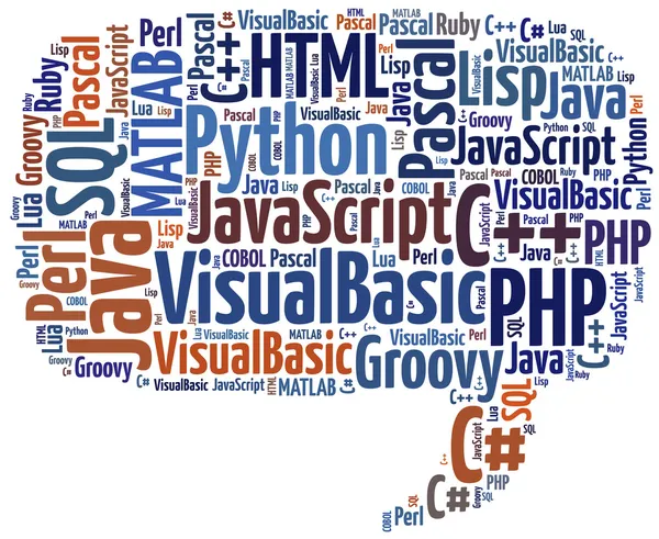 Мови програмування хмари слів або пов'язані з ІТ — стокове фото