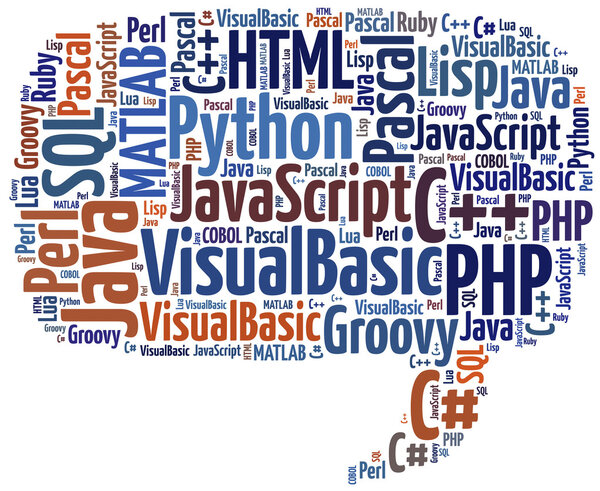 Word cloud programming languages or IT related