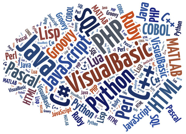 Word cloud programming languages or IT related