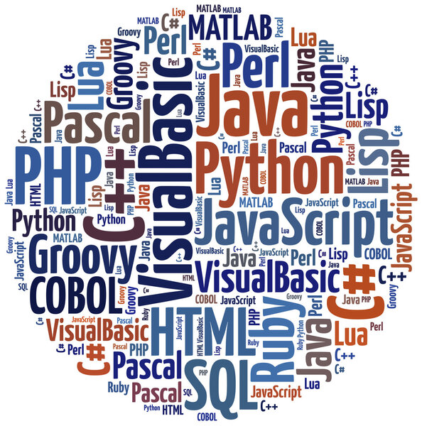 Word cloud programming languages or IT related