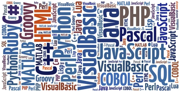 Word cloud programmeringsspråk eller det med — Stockfoto