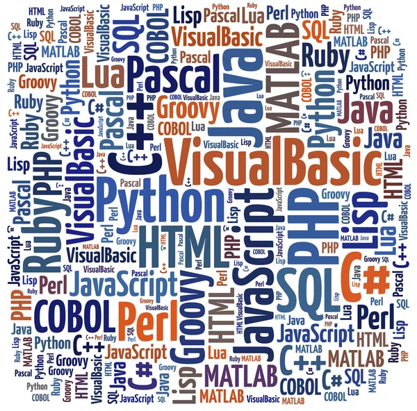 Word cloud programmeringsspråk eller det med — Stockfoto