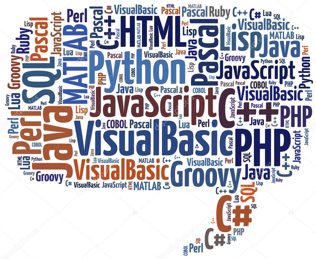 Word cloud programming languages or IT related