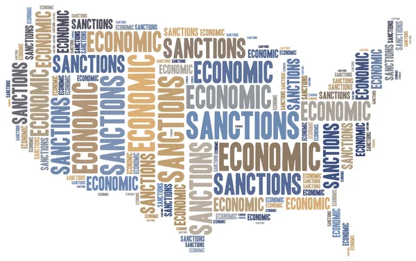 Ilustração de nuvem de etiquetas relacionada a sanções econômicas — Fotografia de Stock