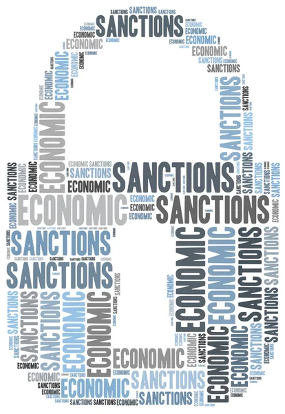 Облачная иллюстрация тегов, связанных с экономическими санкциями — стоковое фото