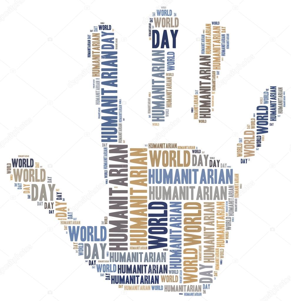 Word cloud illustration related to humanitarian aid