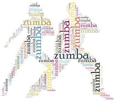 Word cloud illustration zumba dance related clipart