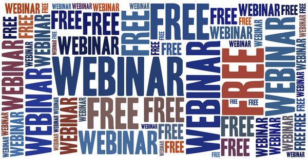 Иллюстрация облаков слов, связанных с вебинаром или электронным обучением
