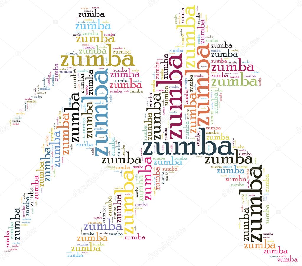 Word cloud illustration zumba dance related