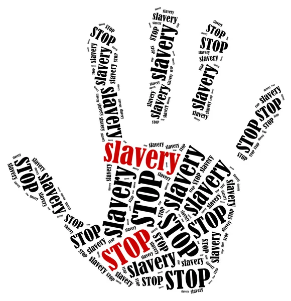 Word cloud illustration in shape of hand print showing protest. — Stock Photo, Image