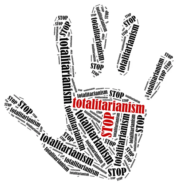 Word cloud illustration in shape of hand print showing protest. — Stock Photo, Image