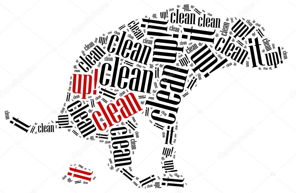 Poop cleaning after dog concept