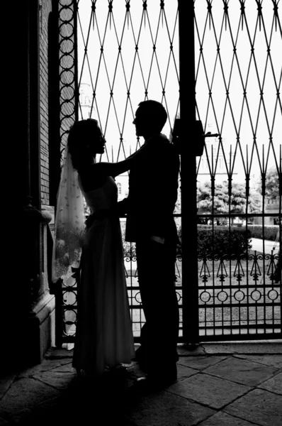 Silhouette di amanti — Foto Stock