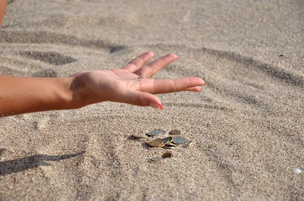 L'argent dans le sable — Photo