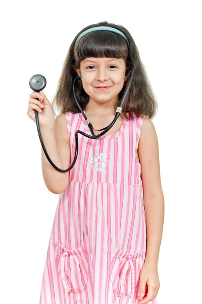 Meisje met een stethoscoop — Stockfoto