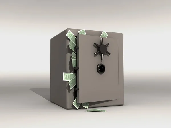 Caja fuerte con dinero — Foto de Stock