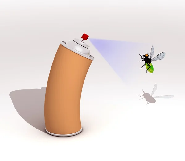 Insecticide spray and fly — Stock Photo, Image