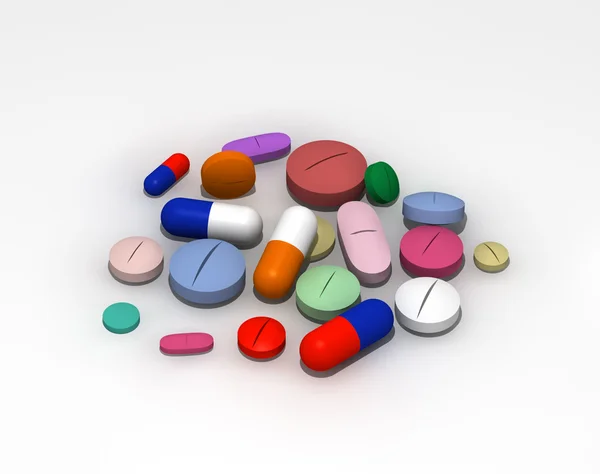 Pills of various shapes and sizes — Stock Photo, Image